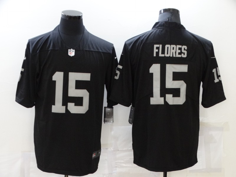 Men's Las Vegas Raiders Tom Flores #15 Black Jersey